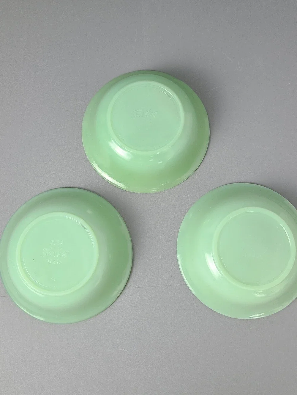 Anchor Hocking Fire King Jadeite Jane Ray Vintage Berry Dessert Fruit Dishes- 3